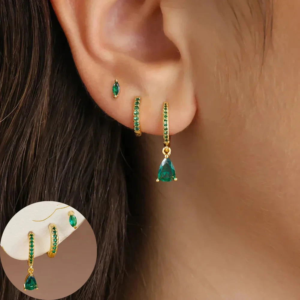 3 Piece Fashion Stainless Steel Round Star Drop Earrings Set for Women 18K Gold Plated Dangle Earring Punk Unisex Rock Jewelry Econic Blanks